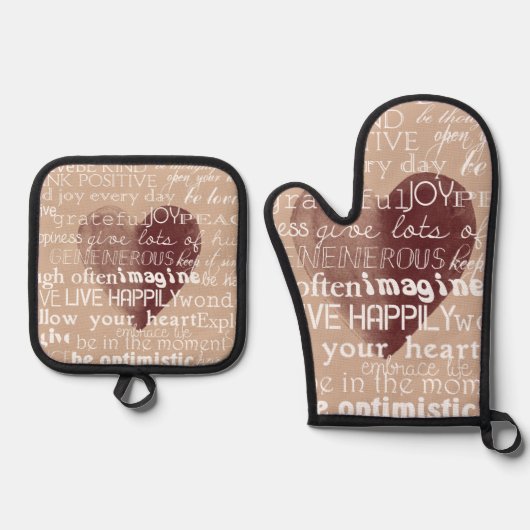 クリームラ感動的ブジョイ赤いハート 鍋つかみ&鍋敷きセット (正面)