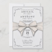 クリームリエレガントボンとヴィンテージフローラ結婚ズ 招待状 (正面)