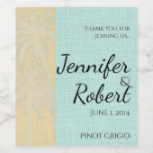 クリームリネンとブルーパームツリーズワインラベル ワインラベル (シングルラベル)