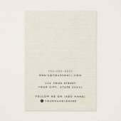 クリームリネンのイヤリングのネックレスディスプレイカード (裏面)