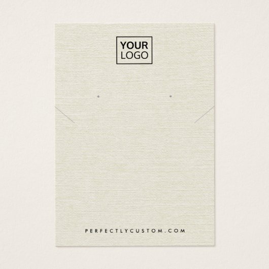 クリームリネンのイヤリングのネックレスディスプレイカード (正面)