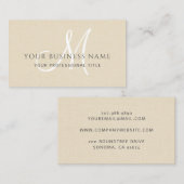 クリームリネンシンプルモノグラミニマルム 名刺 (正面/裏面)