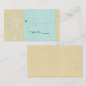 クリームリネンブルーパームツリーズ結婚ズ座席表 プレイスカード (正面/裏面)