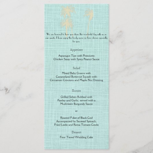 クリームリネンブルーパーム結婚ツリーのメニュー メニュー (正面)