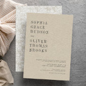 クリームリフェイクネン&レースシックなカントリーウェディング 招待状