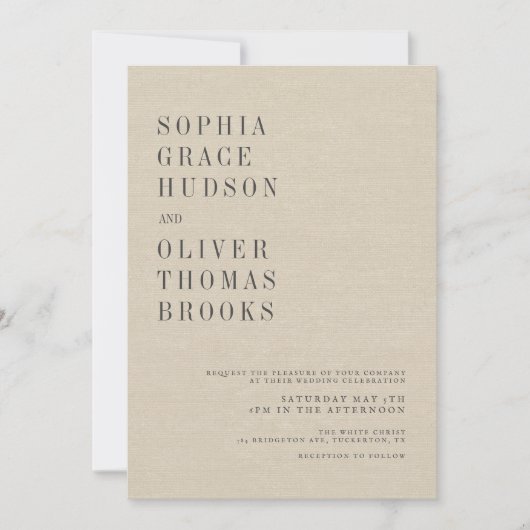 クリームリフェイクネン&レースシックなカントリーウェディング 招待状 (正面)