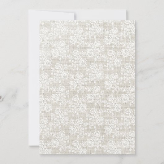 クリームリフェイクネン&レースシックなカントリーウェディング 招待状 (裏面)