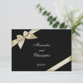 クリームリボンウェディングRSVP 出欠カード (スタンド正面)