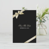 クリームリボン結婚式の日付の保存 セーブザデート (スタンド正面)