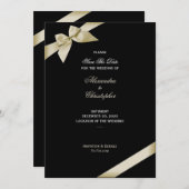 クリームリボン結婚式の日付を保存2 セーブザデート (正面/裏面)