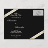 クリームリボン結婚式の日付を保存3 案内ポストカード (裏面)