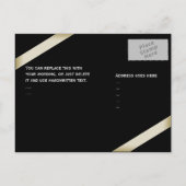 クリームリボン結婚式の日付を保存4 案内ポストカード (裏面)