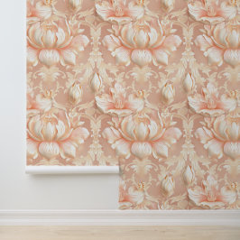 クリームリリー花のダマスクの豪華なテクスチャ 壁紙