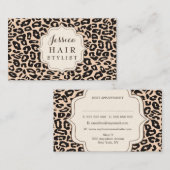 クリームレオパードプリント美容師アポイントメントカード 予約カード (正面/裏面)
