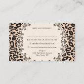 クリームレオパードプリント美容師アポイントメントカード 予約カード (裏面)