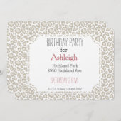 クリームレオパード誕生日 招待状 (正面/裏面)