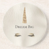 クリームレザーフェイク金ゴールドスパークルグラムユニコーン コースター (正面)