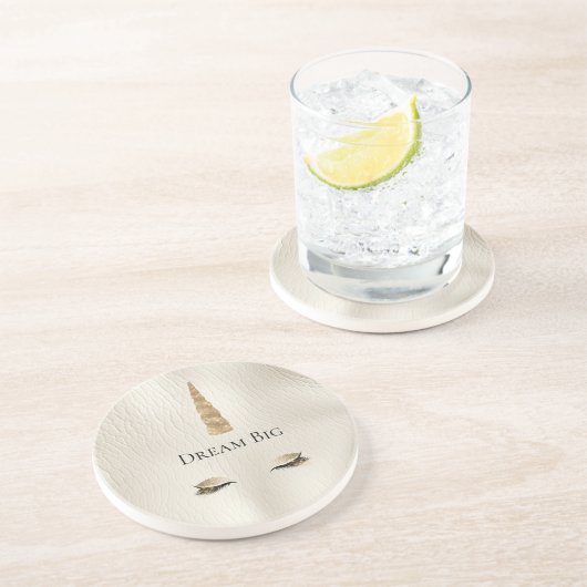 クリームレザーフェイク金ゴールドスパークルグラムユニコーン コースター (側面)