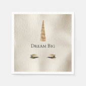 クリームレザーフェイク金ゴールドスパークルグラムユニコーン スタンダードカクテルナプキン (正面)