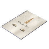 クリームレザーフェイク金ゴールドスパークルグラムユニコーン ノートブック (左側)