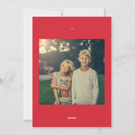 クリームレッドはっきりしたタイポグラフィクリスマスワンフォト シーズンカード (裏面)