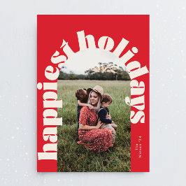 クリームレッドはっきりしたタイポグラフィクリスマスワンフォト シーズンカード