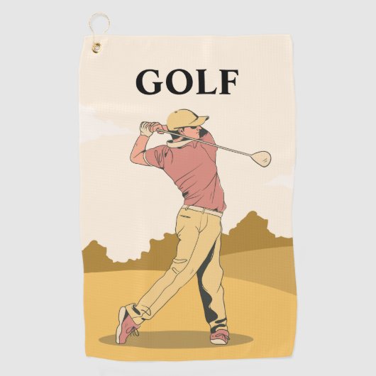 クリームレッドカスタム最高のゴルフタオル ゴルフタオル (正面)