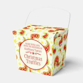 クリームレッドグリーンクリスマススターペイズリーギフトボックス フェイバーボックス