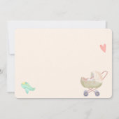 クリームレッドグリーンモダン赤カラフルちゃんシャワー 招待状 (裏面)