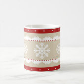クリームレッドスタイリッシュホワイトクリスマスパターン コーヒーマグカップ (中央)