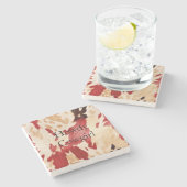 クリームレッドブラックコウィドクリスマス ストーンコースター (横)