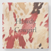 クリームレッドブラックコウィドクリスマス ストーンコースター (正面)