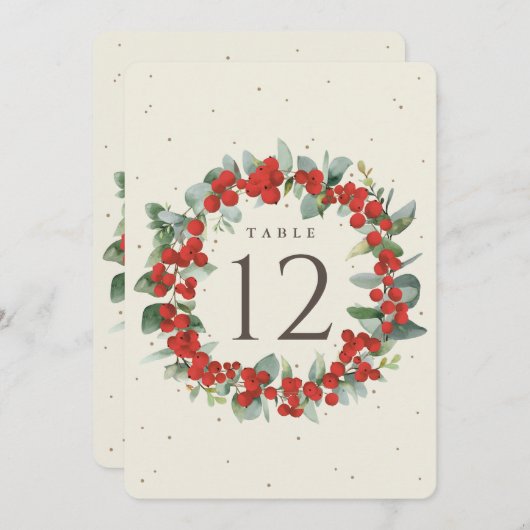 クリームレッドベリー+ユーカリのクリスマステーブル番号 (正面/裏面)