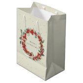 クリームレッドベリー+ユーカリのクリスマス/休日 ミディアムペーパーバッグ (正面アングル)