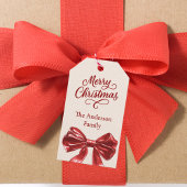 クリームレッドボウクリスマス ギフトタグ