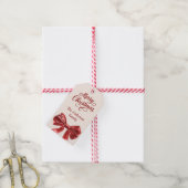 クリームレッドボウクリスマス ギフトタグ (より糸付き)