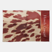 クリームレッド牛革クリスマス名 キッチンタオル (横)