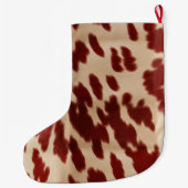 クリームレッド牛革クリスマス名 ラージクリスマスストッキング (裏面)