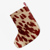 クリームレッド牛革クリスマス名 ラージクリスマスストッキング (裏面 (吊り時))