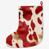 クリームレッド金ゴールドウエスタンコウィド名 ラージクリスマスストッキング (裏面)