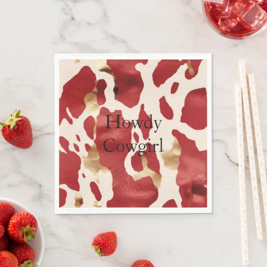 クリームレッド金ゴールドウエスタンコウィド スタンダードランチョンナプキン (インサイチュ)