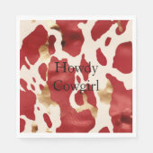 クリームレッド金ゴールドウエスタンコウィド スタンダードランチョンナプキン (正面)