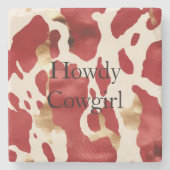 クリームレッド金ゴールドウエスタンコウィド ストーンコースター (正面)