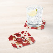 クリームレッド金ゴールドウエスタンコウィド ペーパーコースター (インサイチュ)