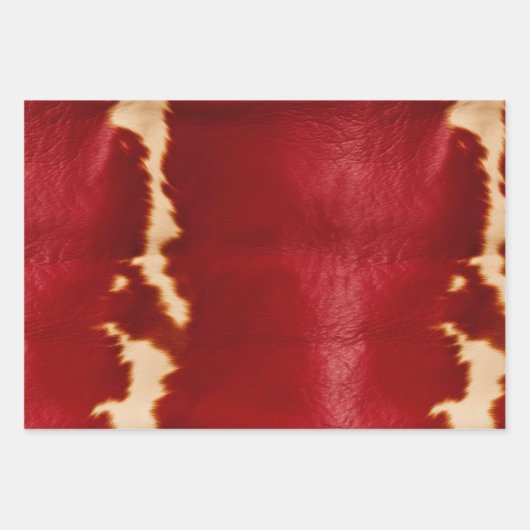 クリームレッド金ゴールドウエスタンコウィド ラッピングペーパーシート (正面3)