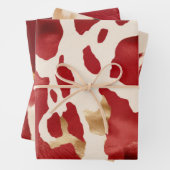 クリームレッド金ゴールドウエスタンコウィド ラッピングペーパーシート (インサイチュ)