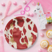 クリームレッド金ゴールドウエスタンコーウィドハウディ ペーパープレート (パーティー)