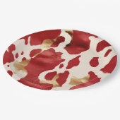 クリームレッド金ゴールドウエスタンコーウィドハウディ ペーパープレート (アングル)