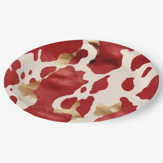 クリームレッド金ゴールドウエスタンコーウィドハウディ ペーパープレート (アングル)