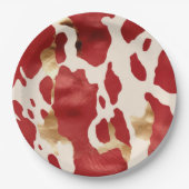 クリームレッド金ゴールドウエスタンコーウィドハウディ ペーパープレート (正面)